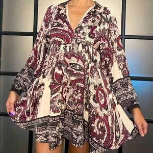 Free People Paisley party dress cocktail mini w/slip  size S